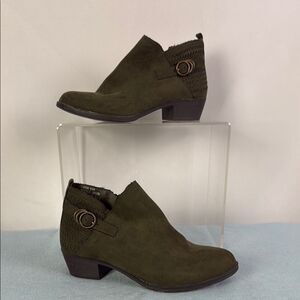 Olive Suede Booties
